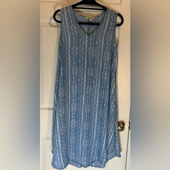 The Pioneer Woman Blue and White V Neck Midi Dress Sz 8-10 - Picture 1 of 10